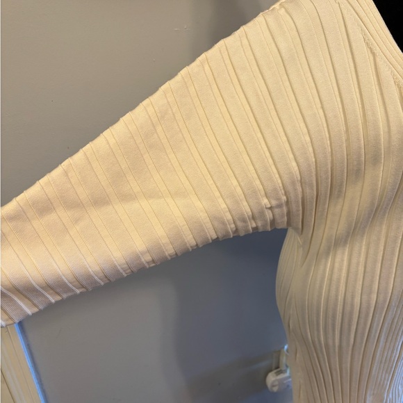 Maeve By Anthropologie Maris Midi V-Neck Sweater Dress Back Split Cream Size M - Picture 9 of 12